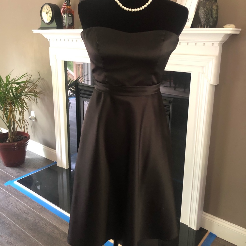 Black strapless cocktail dress with pockets!